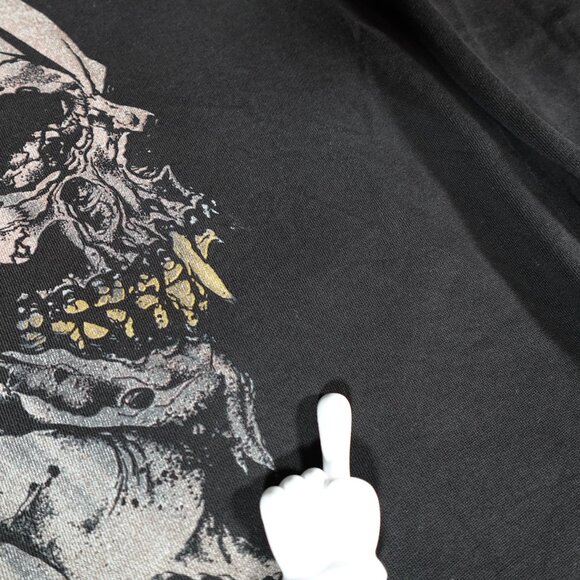 H&M Metallica Pushead Skull Hoodie Mens Medium Music Grunge Washed Black - Picture 2 of 10